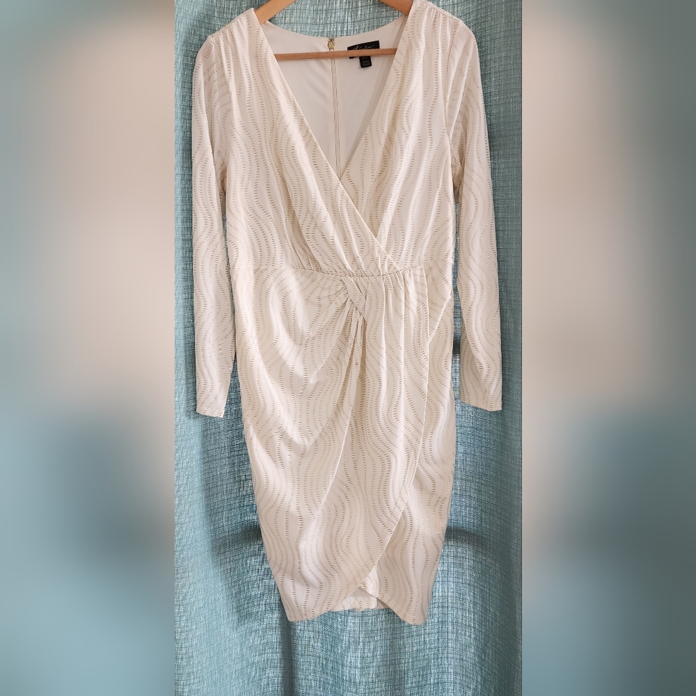 Thalia Sodi Sz Medium Cream And Gold Detailed Dress